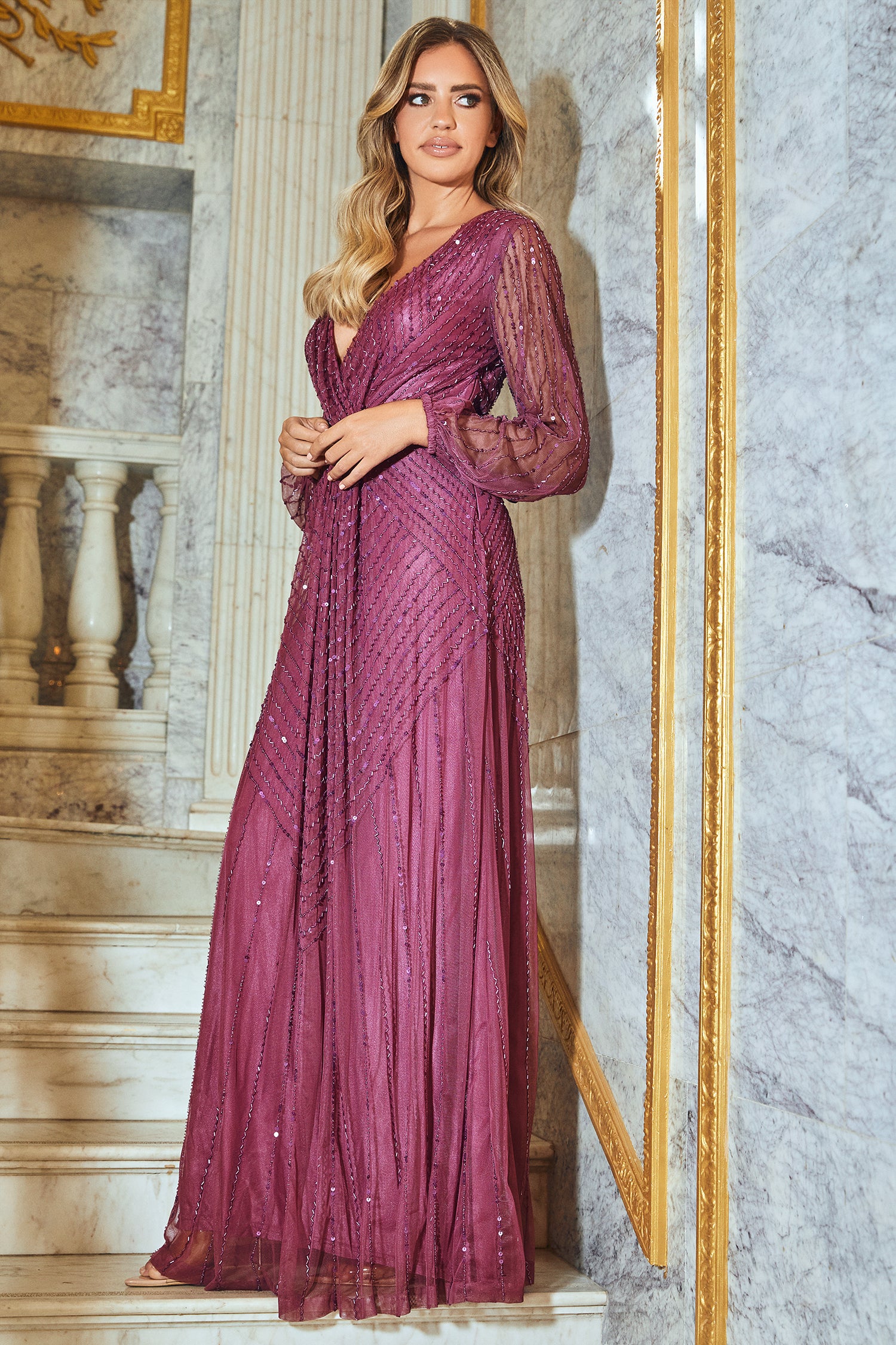 Long sleeve full length maxi clearance dress